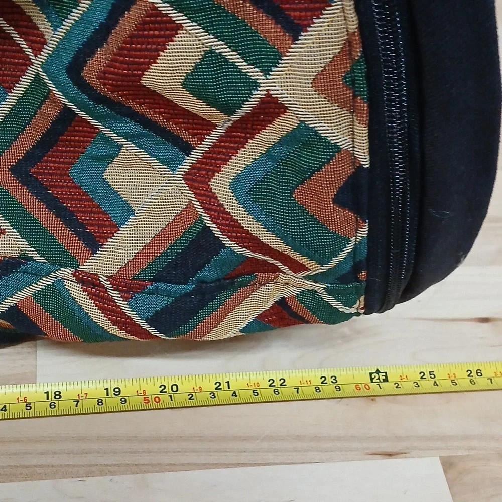 DrumStuff By Mosa Geometric Canvas Duffel Bag in Teal, Rust & Cream